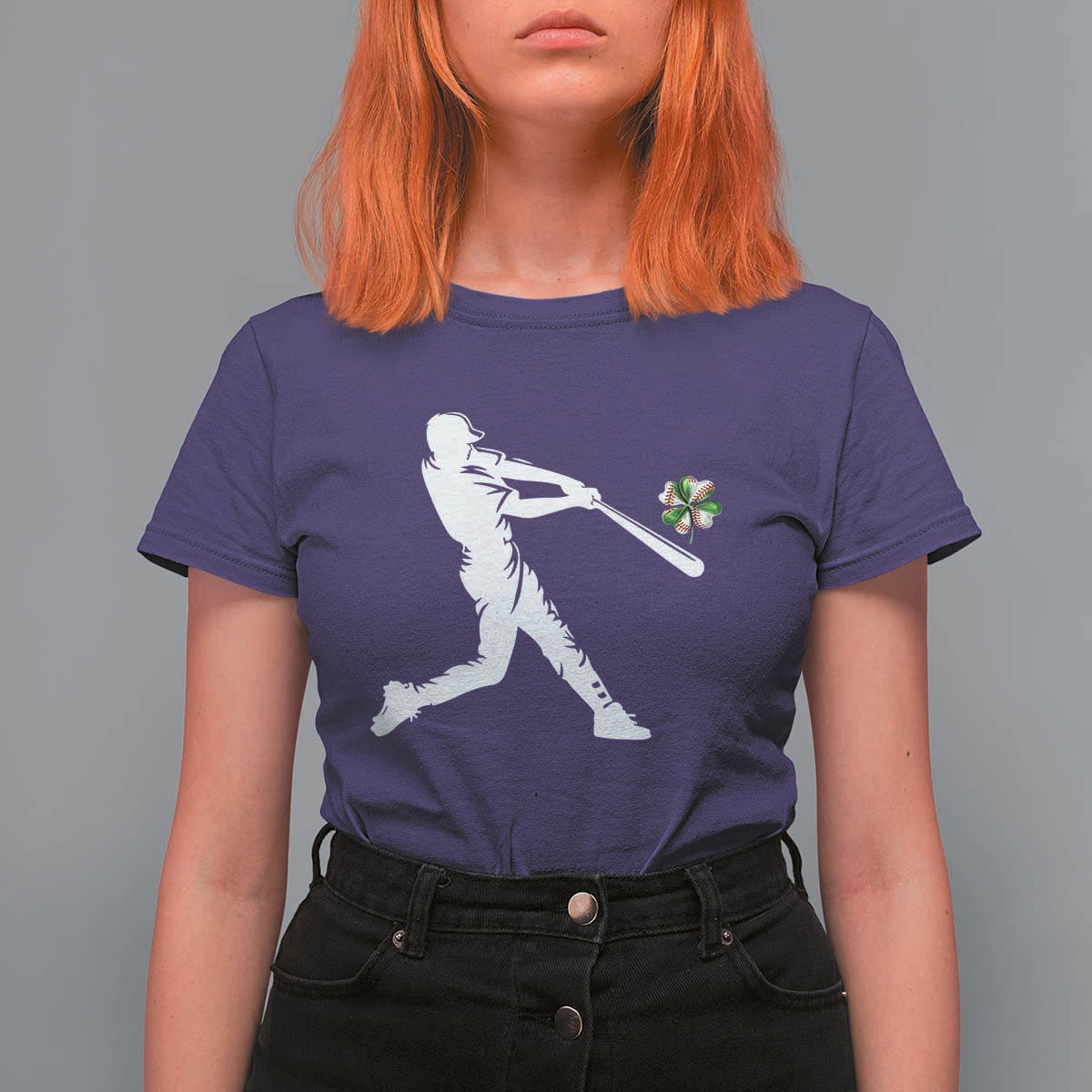 St Patricks Day Baseball Batter T Shirt For Women Irish Sports Gift
