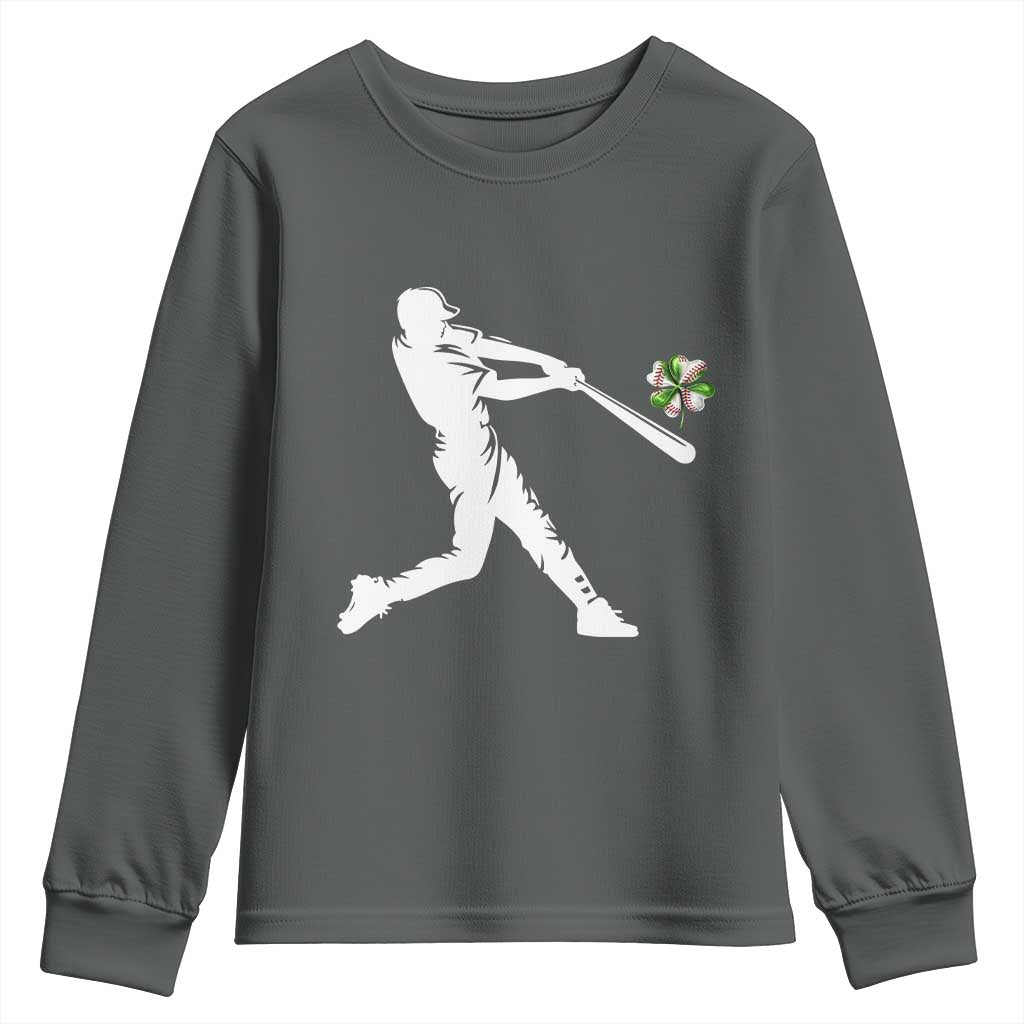 St Patricks Day Baseball Batter Youth Sweatshirt Irish Sports Gift