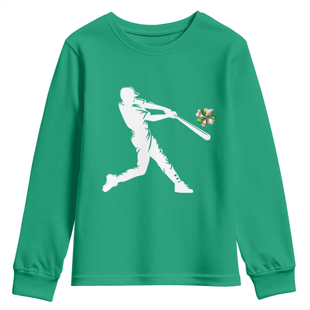 St Patricks Day Baseball Batter Youth Sweatshirt Irish Sports Gift