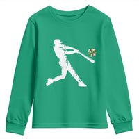 St Patricks Day Baseball Batter Youth Sweatshirt Irish Sports Gift