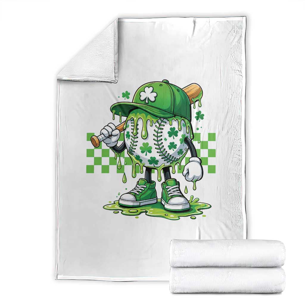 St Patricks Day Shamrock Baseball Player Gift Throw Blanket
