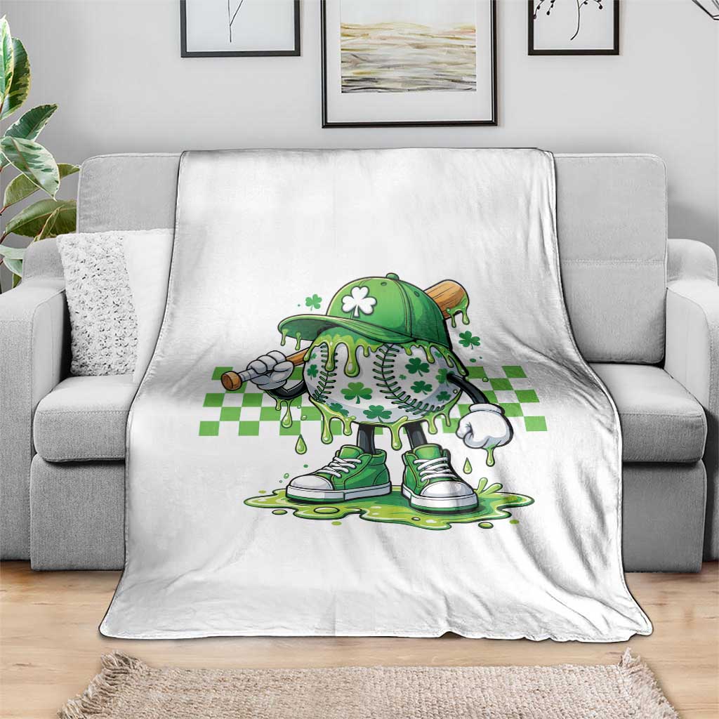 St Patricks Day Shamrock Baseball Player Gift Throw Blanket