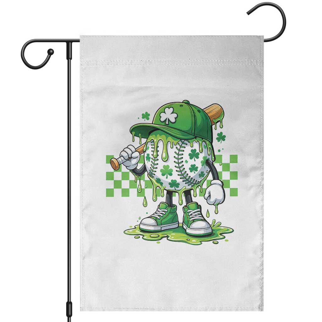 St Patricks Day Shamrock Baseball Player Gift Garden Flag