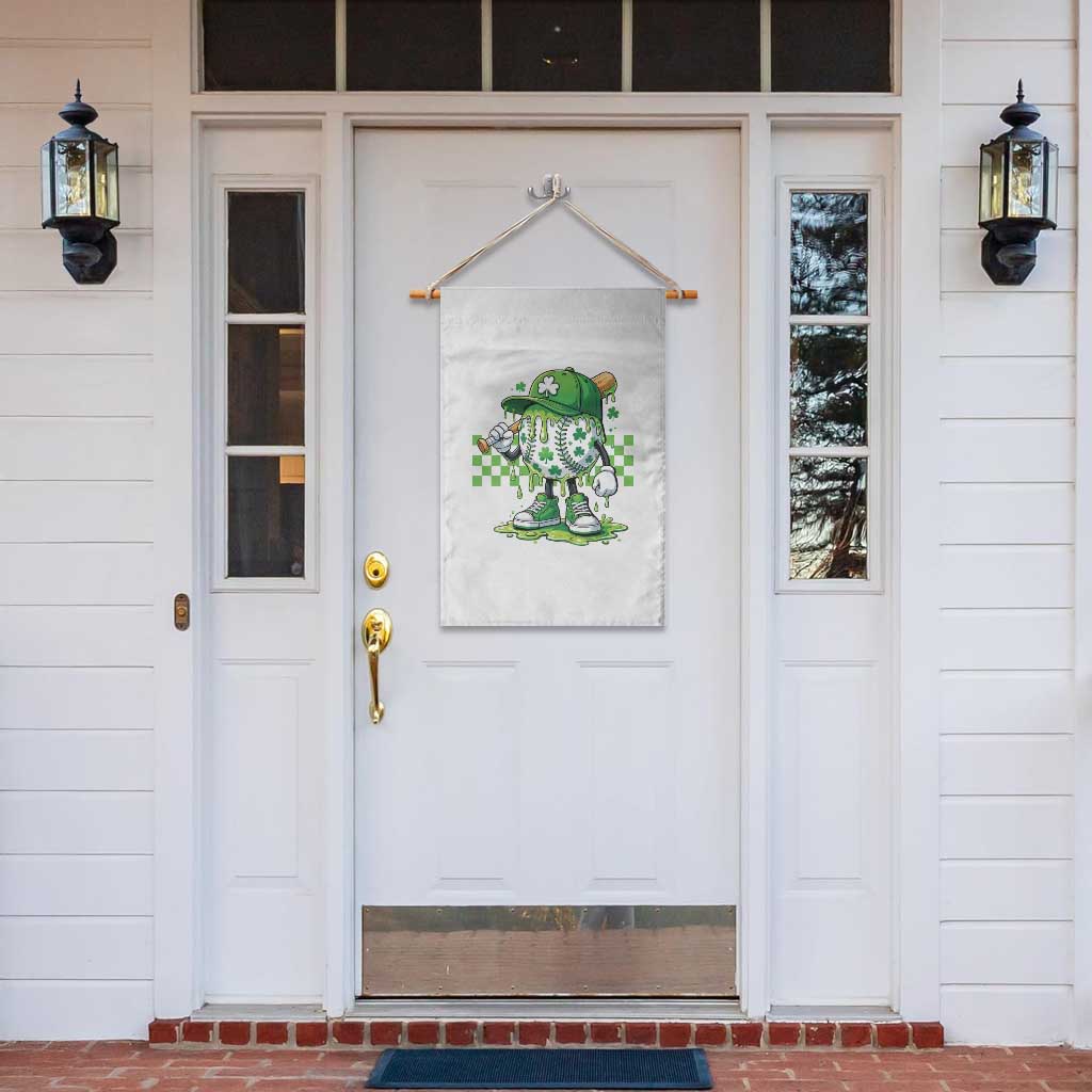 St Patricks Day Shamrock Baseball Player Gift Garden Flag