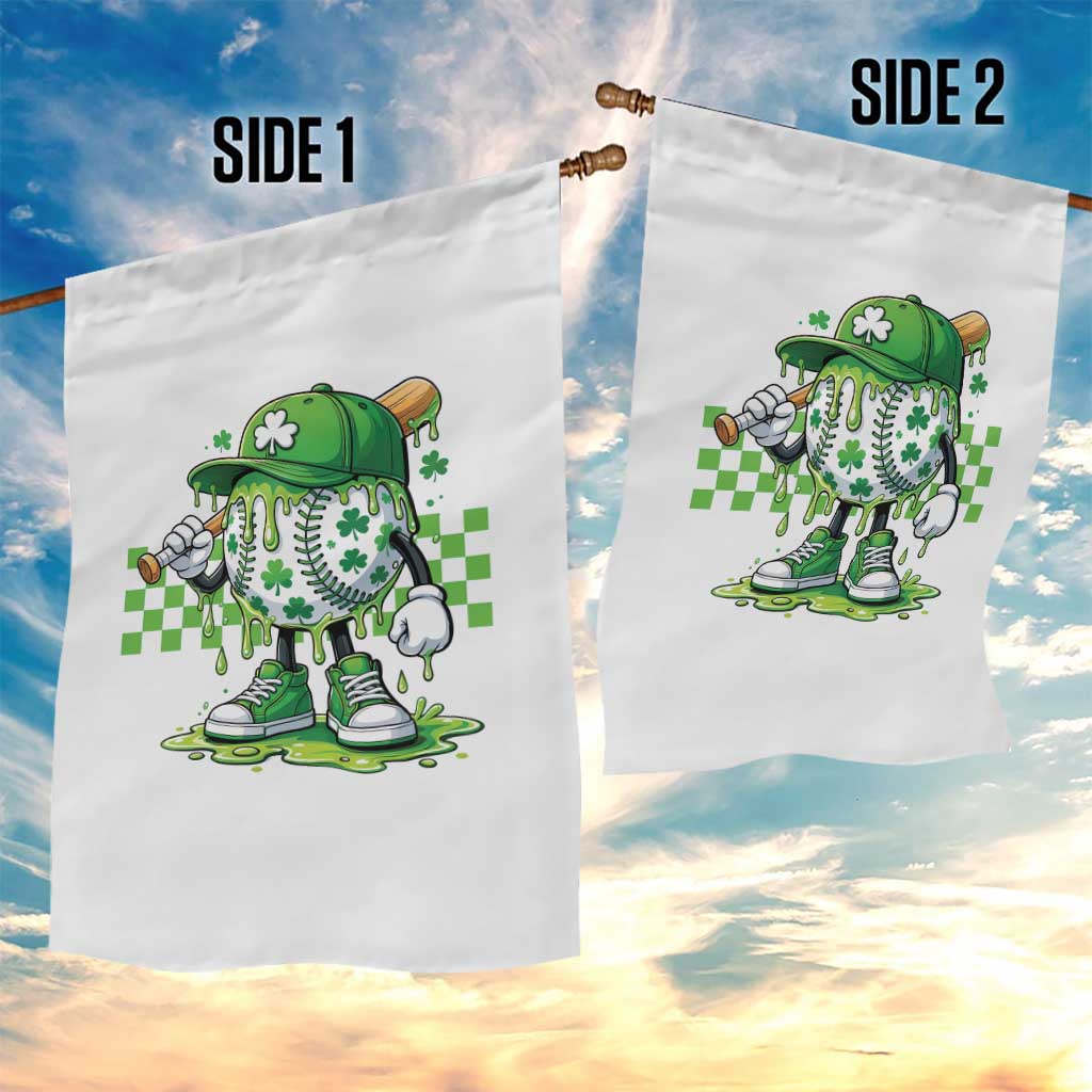St Patricks Day Shamrock Baseball Player Gift Garden Flag