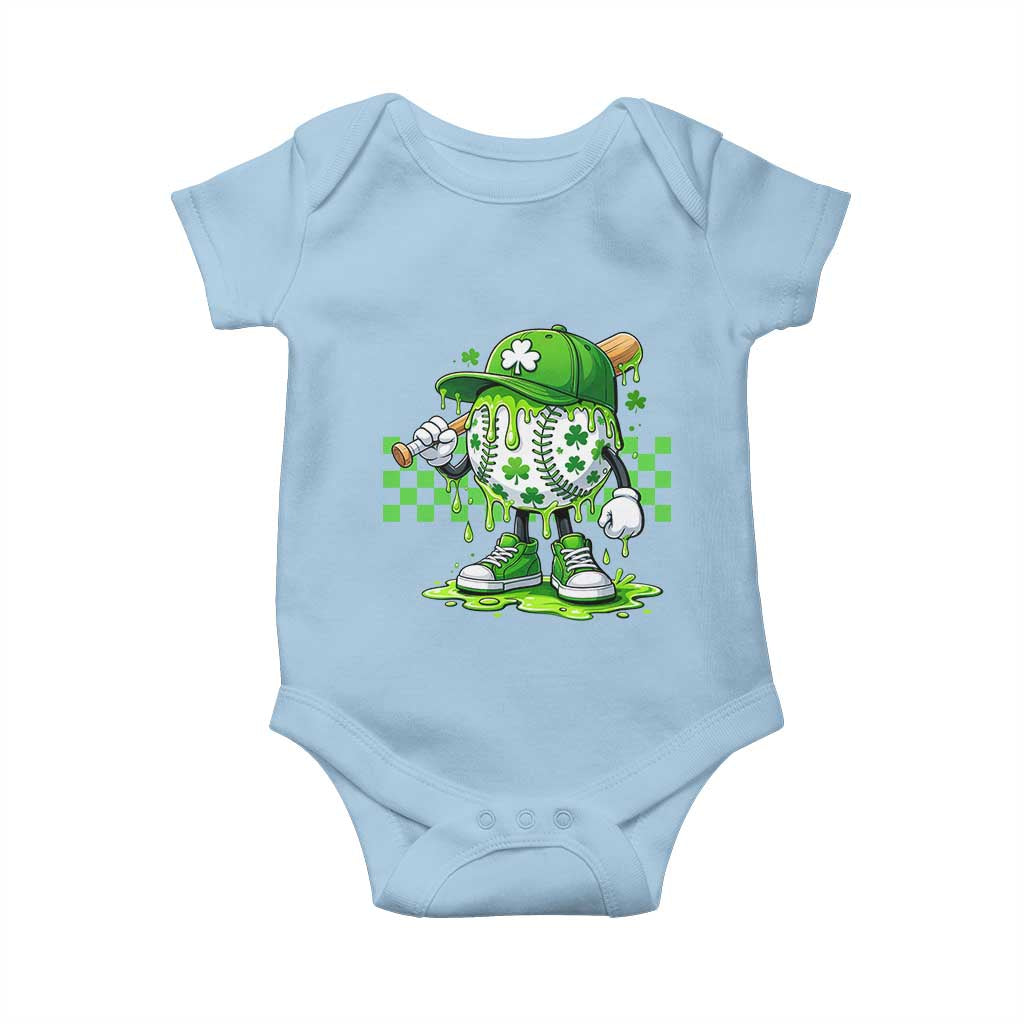St Patricks Day Shamrock Baseball Player Gift Baby Onesie