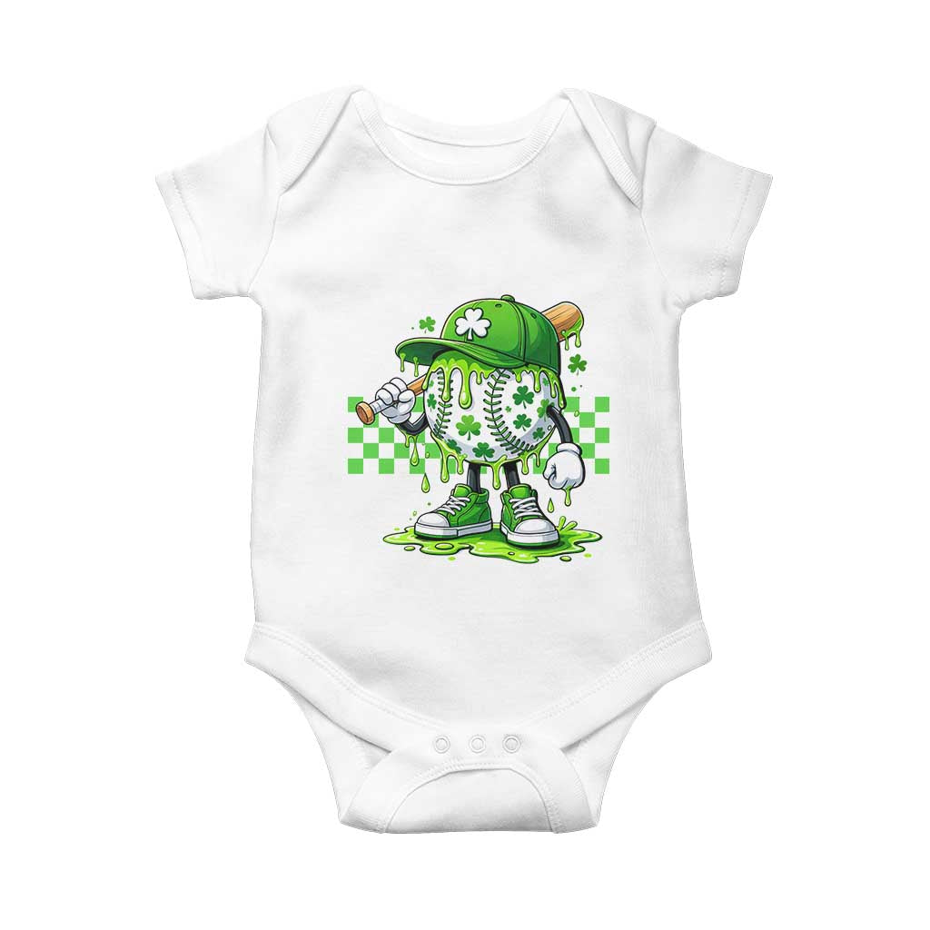 St Patricks Day Shamrock Baseball Player Gift Baby Onesie