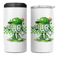 St Patricks Day Shamrock Baseball Player Gift 4 in 1 Can Cooler Tumbler