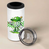 St Patricks Day Shamrock Baseball Player Gift 4 in 1 Can Cooler Tumbler