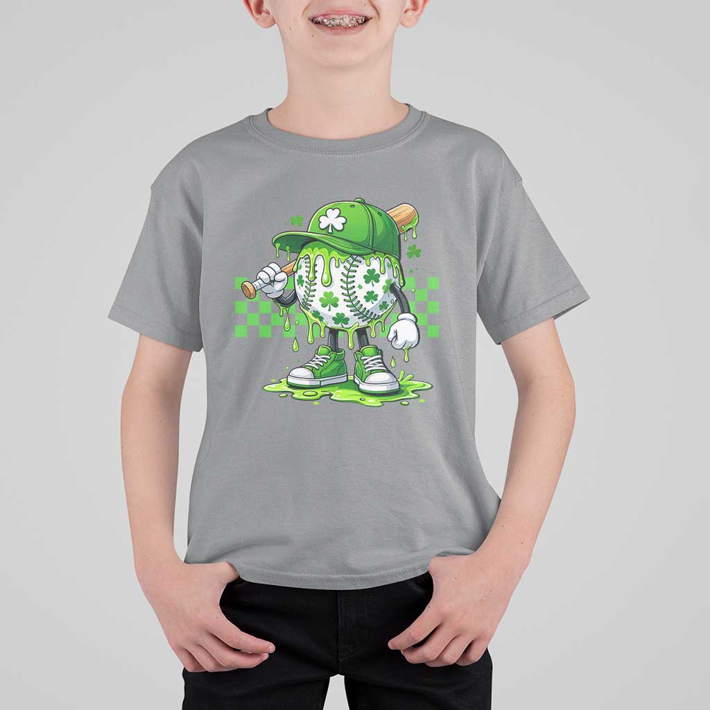 St Patricks Day Shamrock Baseball Player Gift T Shirt For Kid