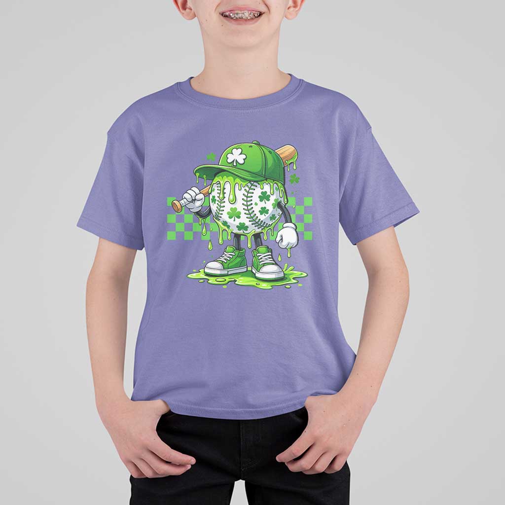 St Patricks Day Shamrock Baseball Player Gift T Shirt For Kid