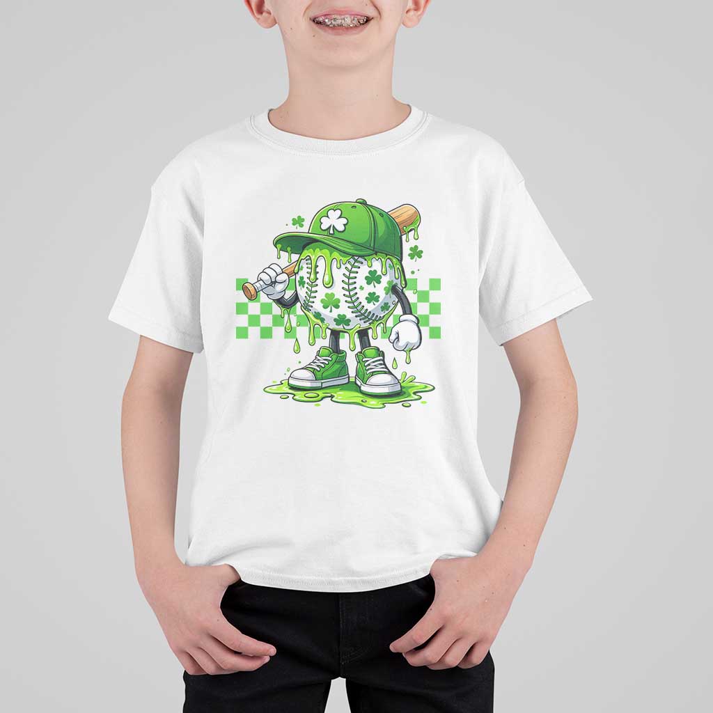 St Patricks Day Shamrock Baseball Player Gift T Shirt For Kid