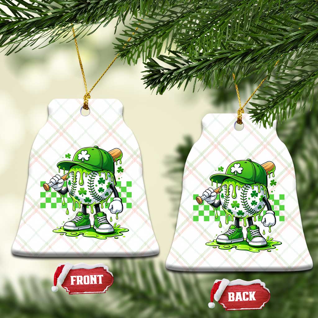 St Patricks Day Shamrock Baseball Player Gift Ceramic Ornament