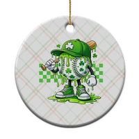 St Patricks Day Shamrock Baseball Player Gift Ceramic Ornament