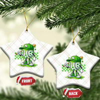 St Patricks Day Shamrock Baseball Player Gift Ceramic Ornament