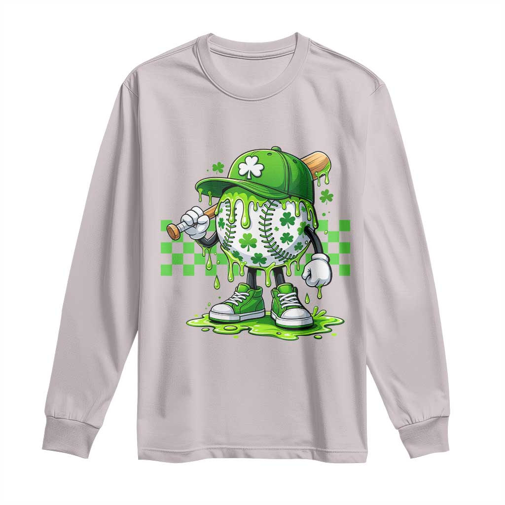 St Patricks Day Shamrock Baseball Player Gift Long Sleeve Shirt