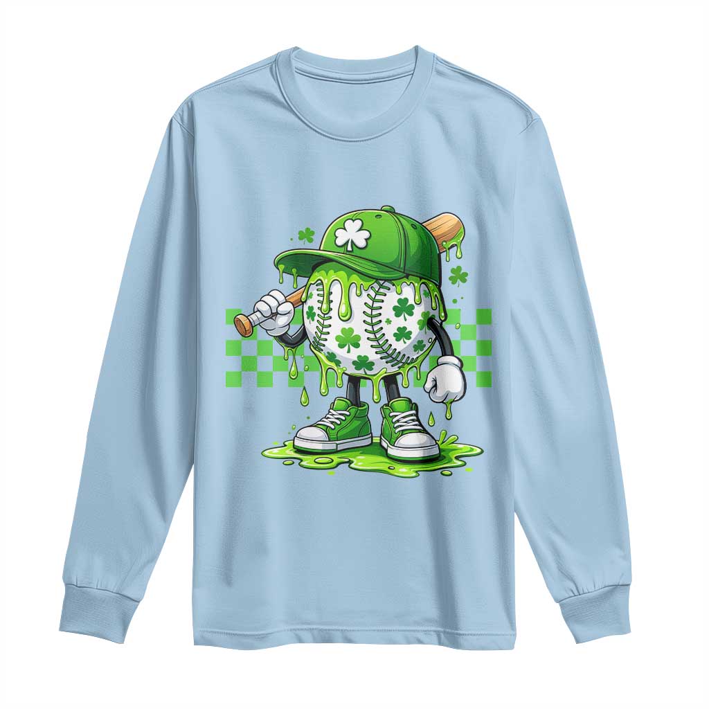 St Patricks Day Shamrock Baseball Player Gift Long Sleeve Shirt