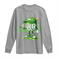St Patricks Day Shamrock Baseball Player Gift Long Sleeve Shirt