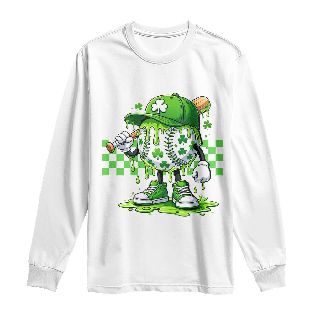 St Patricks Day Shamrock Baseball Player Gift Long Sleeve Shirt
