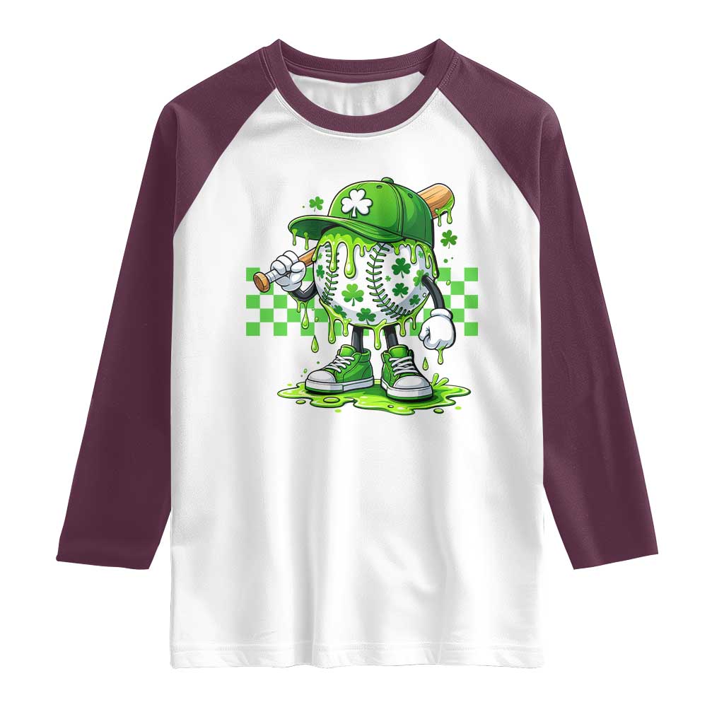 St Patricks Day Shamrock Baseball Player Gift Raglan Shirt