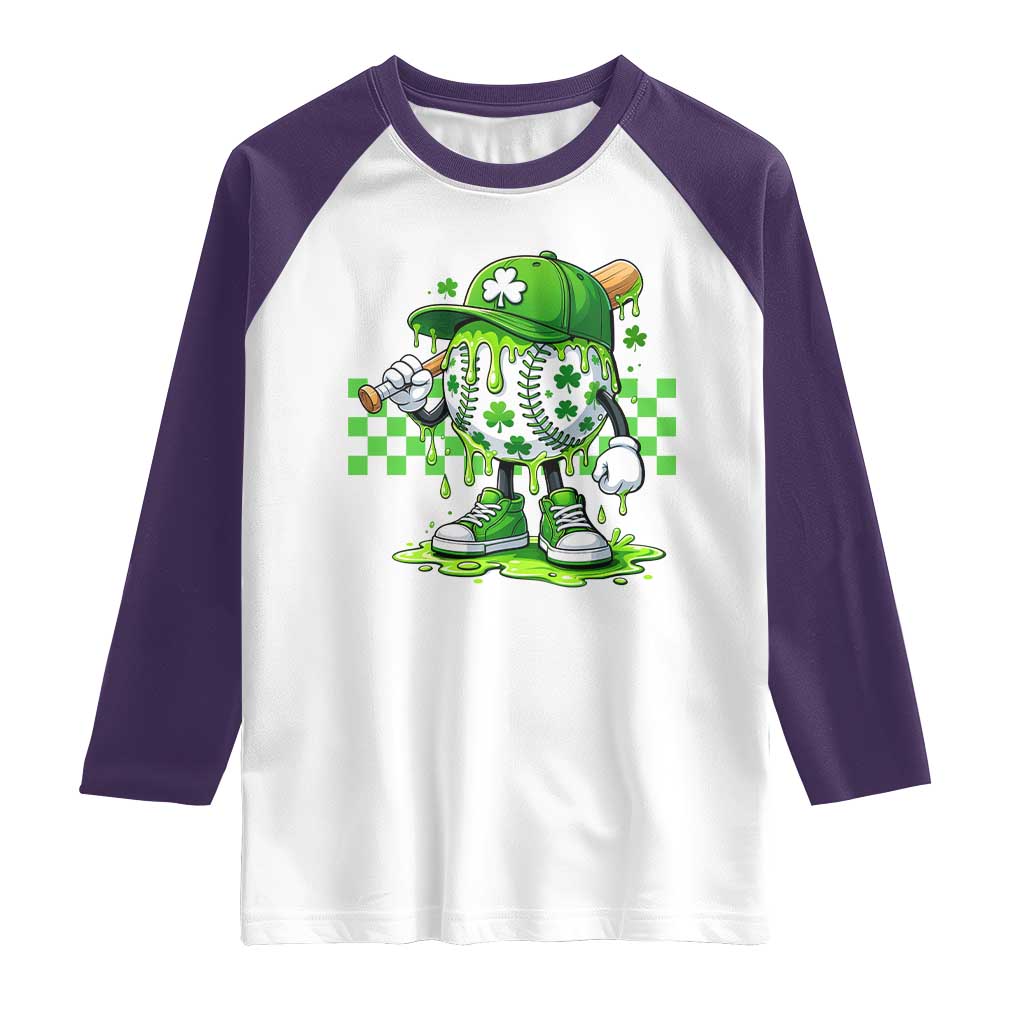 St Patricks Day Shamrock Baseball Player Gift Raglan Shirt