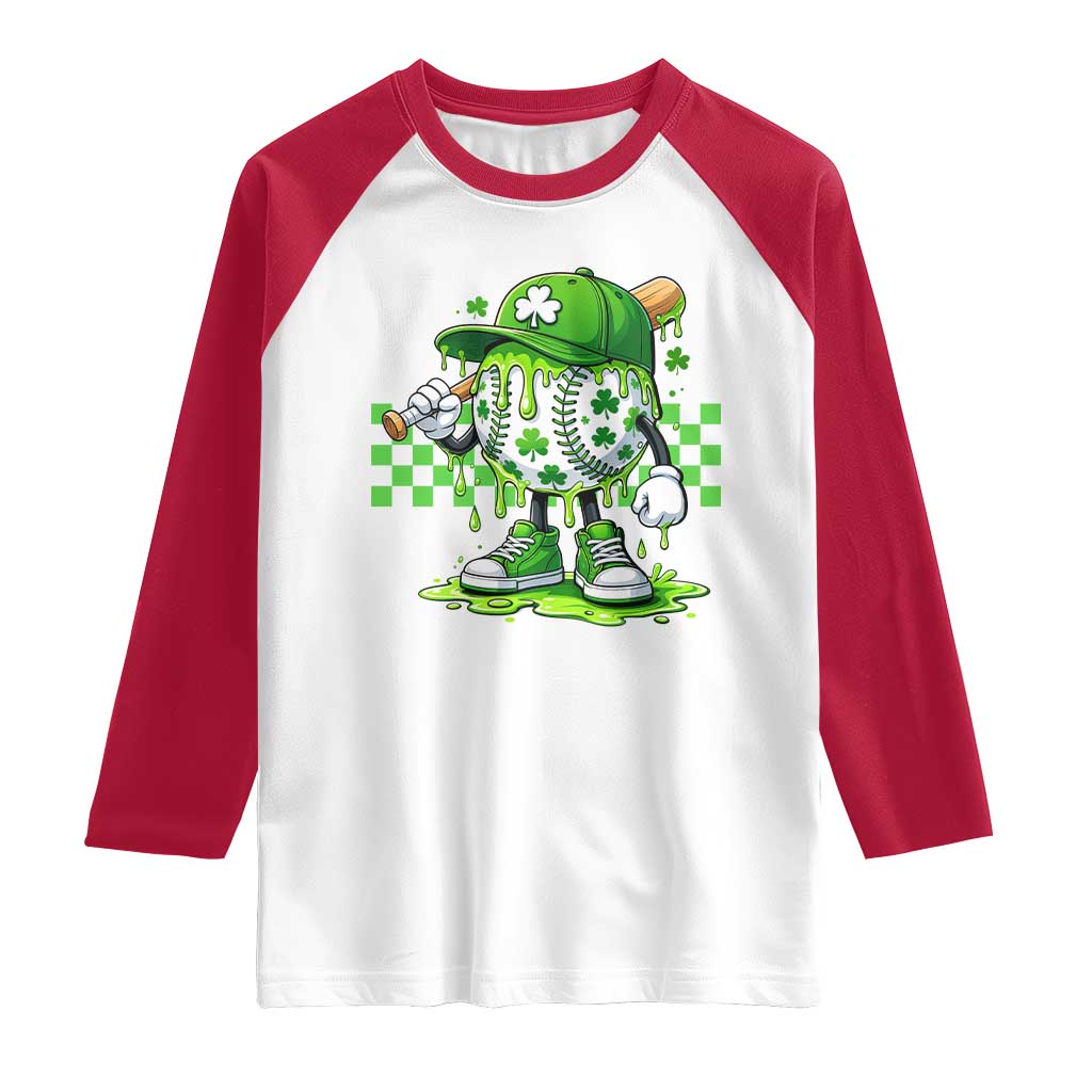 St Patricks Day Shamrock Baseball Player Gift Raglan Shirt