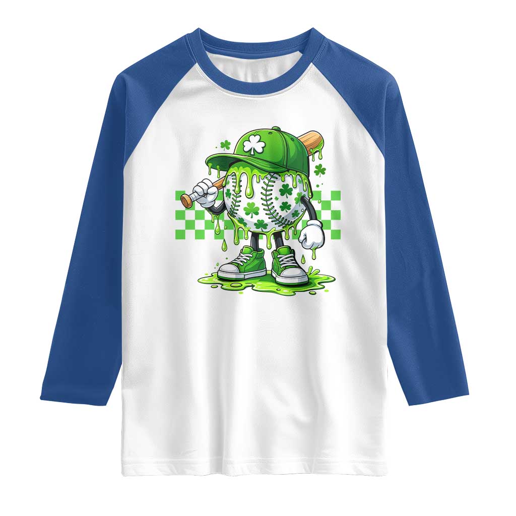 St Patricks Day Shamrock Baseball Player Gift Raglan Shirt
