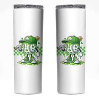 St Patricks Day Shamrock Baseball Player Gift Skinny Tumbler
