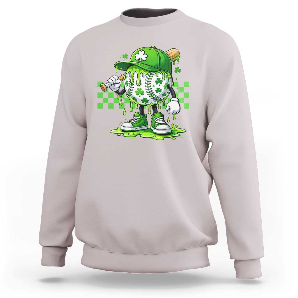 St Patricks Day Shamrock Baseball Player Gift Sweatshirt