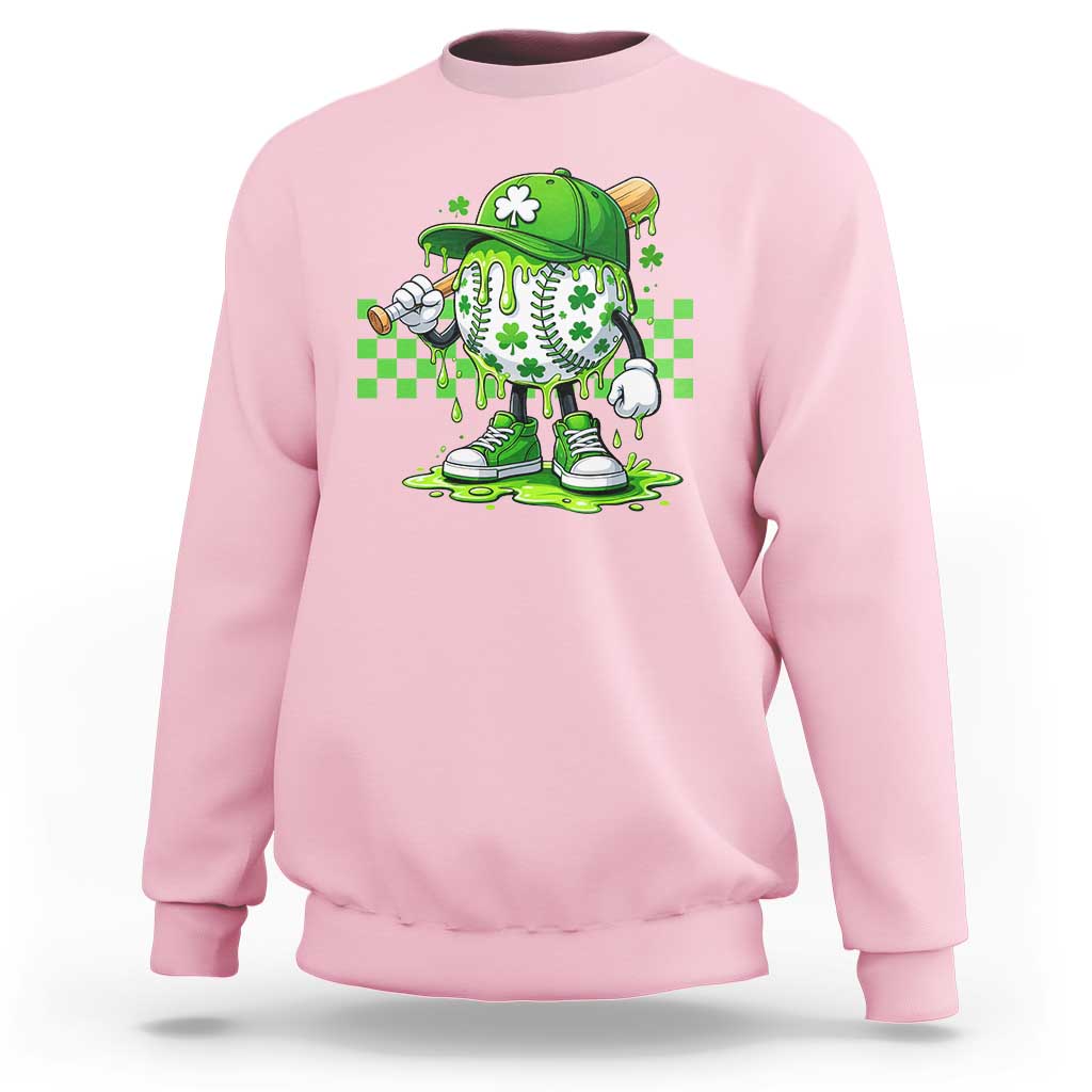 St Patricks Day Shamrock Baseball Player Gift Sweatshirt