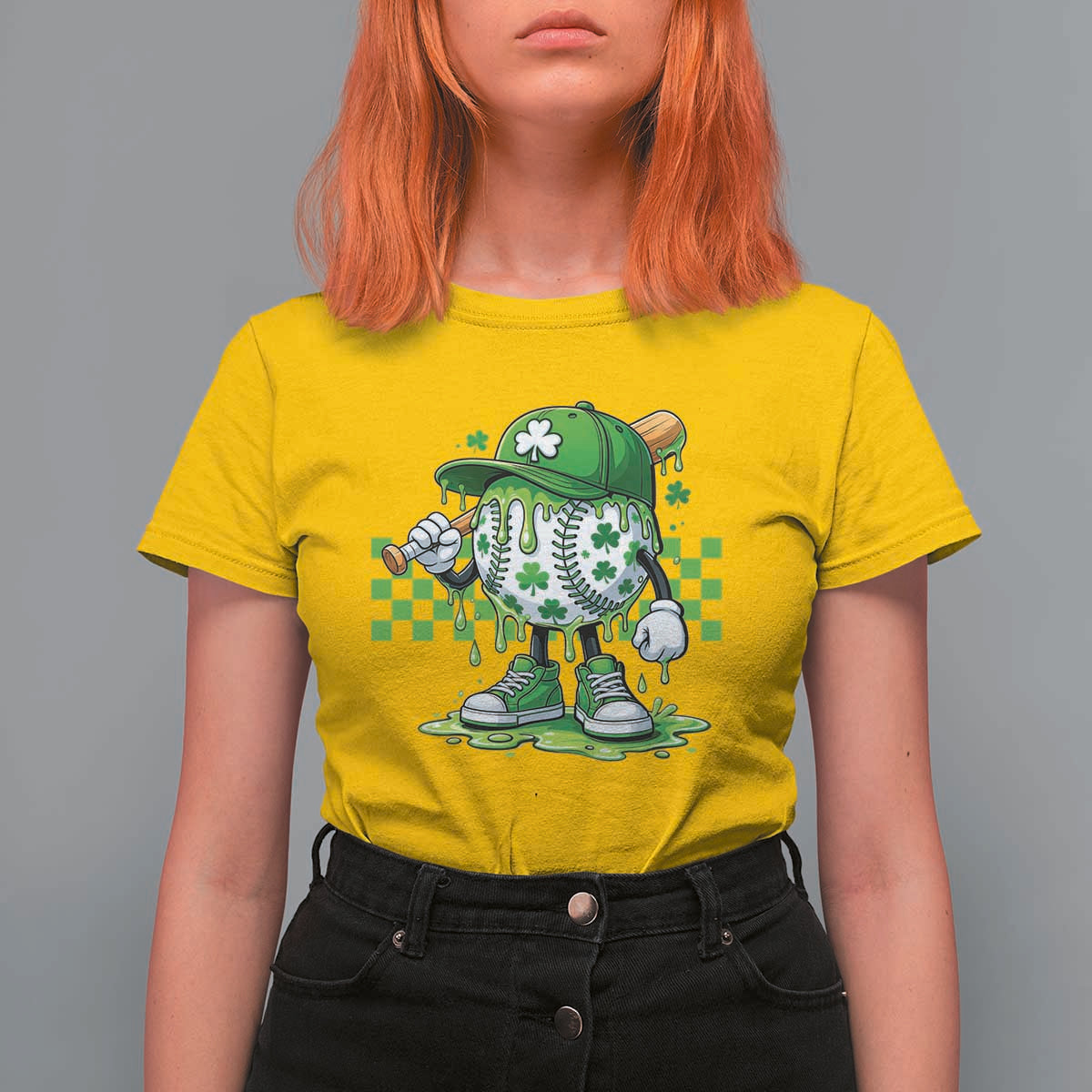 St Patricks Day Shamrock Baseball Player Gift T Shirt For Women