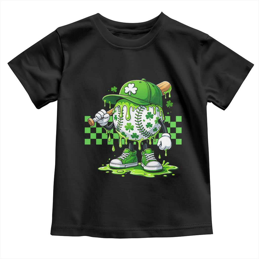 St Patricks Day Shamrock Baseball Player Gift Toddler T Shirt