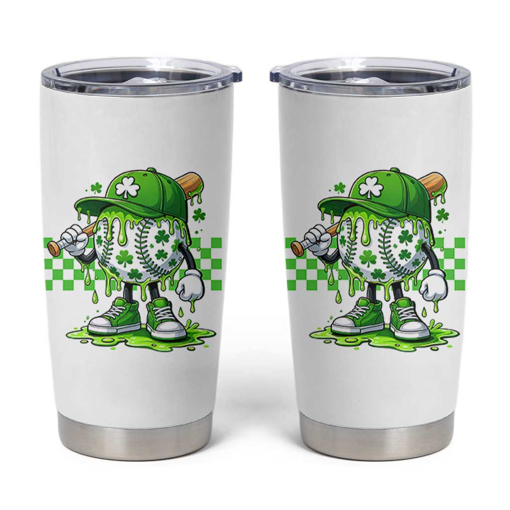 St Patricks Day Shamrock Baseball Player Gift Tumbler Cup