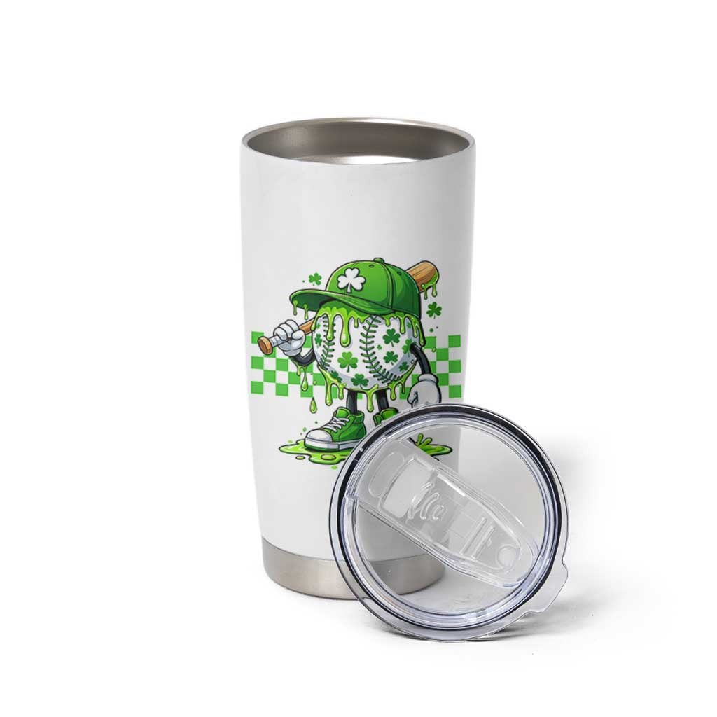 St Patricks Day Shamrock Baseball Player Gift Tumbler Cup