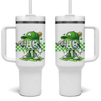 St Patricks Day Shamrock Baseball Player Gift Tumbler With Handle