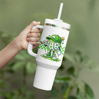 St Patricks Day Shamrock Baseball Player Gift Tumbler With Handle
