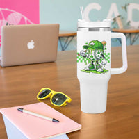 St Patricks Day Shamrock Baseball Player Gift Tumbler With Handle