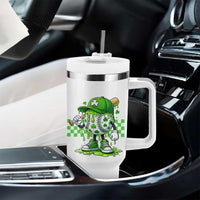 St Patricks Day Shamrock Baseball Player Gift Tumbler With Handle