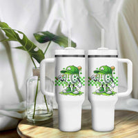 St Patricks Day Shamrock Baseball Player Gift Tumbler With Handle