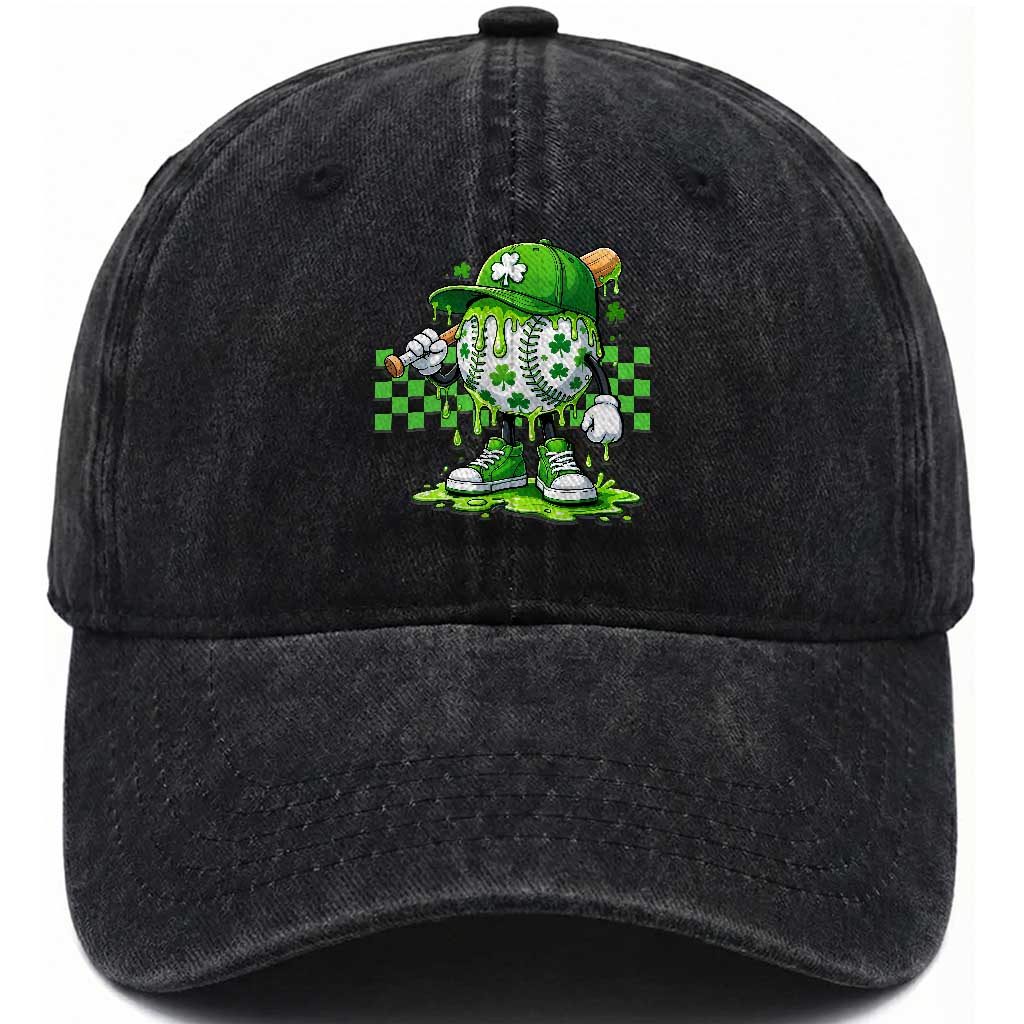 St Patricks Day Shamrock Baseball Player Gift Washed Cotton Baseball Cap