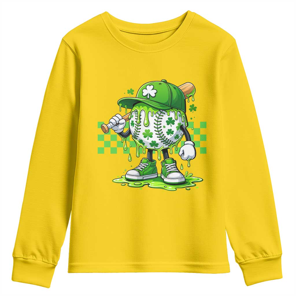 St Patricks Day Shamrock Baseball Player Gift Youth Sweatshirt