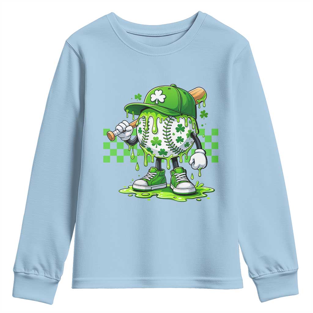 St Patricks Day Shamrock Baseball Player Gift Youth Sweatshirt