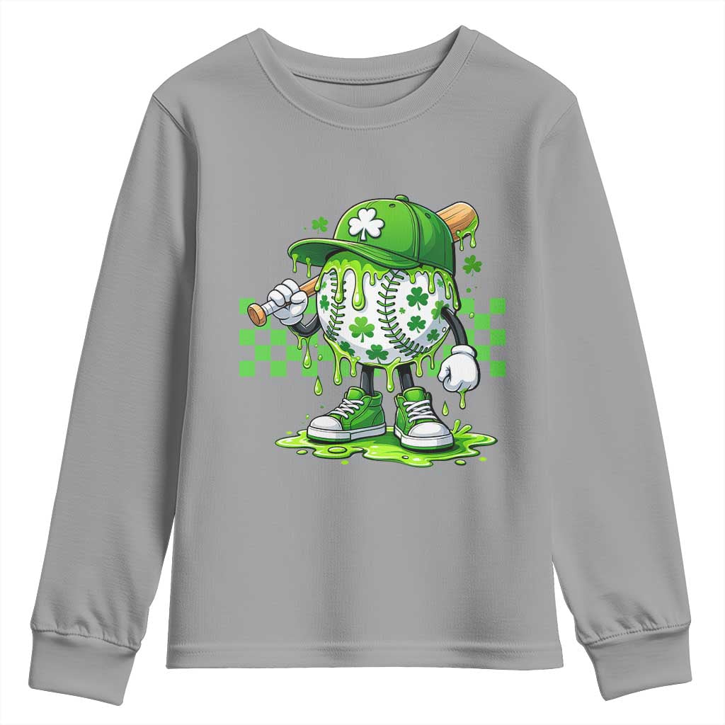 St Patricks Day Shamrock Baseball Player Gift Youth Sweatshirt