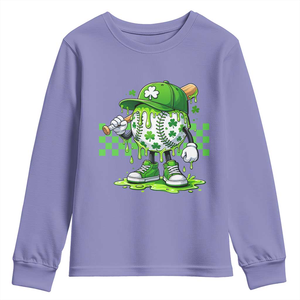 St Patricks Day Shamrock Baseball Player Gift Youth Sweatshirt