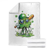 Funny St Patricks Day Clover Baseball Player Gift Throw Blanket