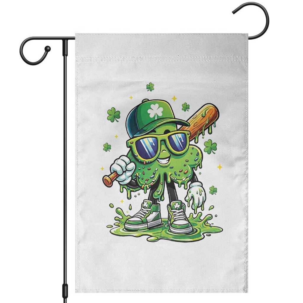 Funny St Patricks Day Clover Baseball Player Gift Garden Flag