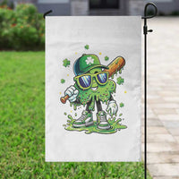 Funny St Patricks Day Clover Baseball Player Gift Garden Flag