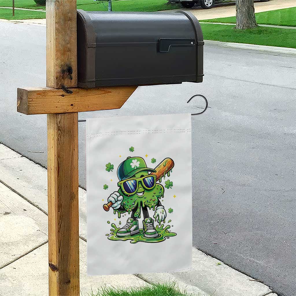 Funny St Patricks Day Clover Baseball Player Gift Garden Flag