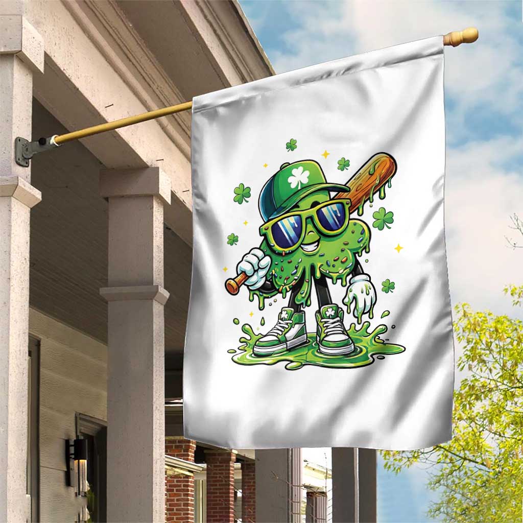 Funny St Patricks Day Clover Baseball Player Gift Garden Flag