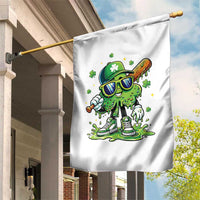 Funny St Patricks Day Clover Baseball Player Gift Garden Flag